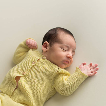 Ensemble nouveau-né en coton bio - jaune clair