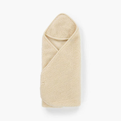 Couverture d’emmaillotage pour bébé avec capuche en 100 % laine mérinos