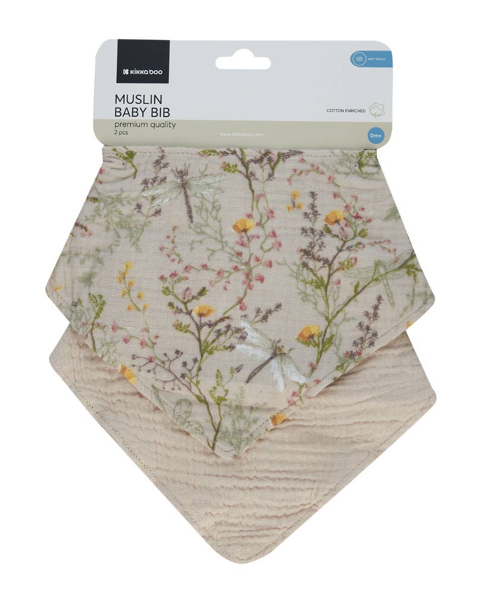 Bavoirs bandanas doux en mousseline, lot de 2