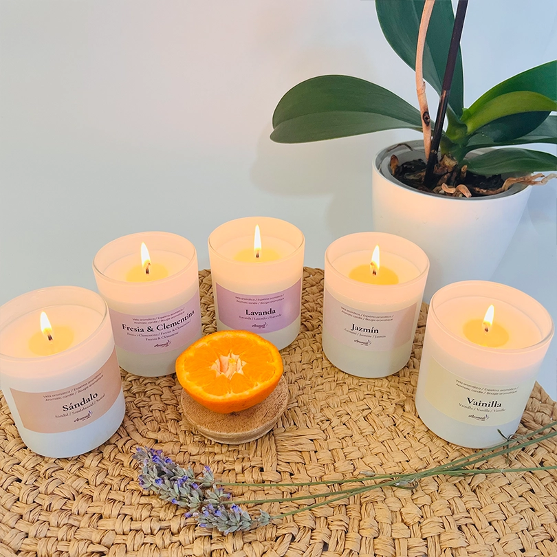 Bougie parfumée en soja aux huiles essentielles naturelles