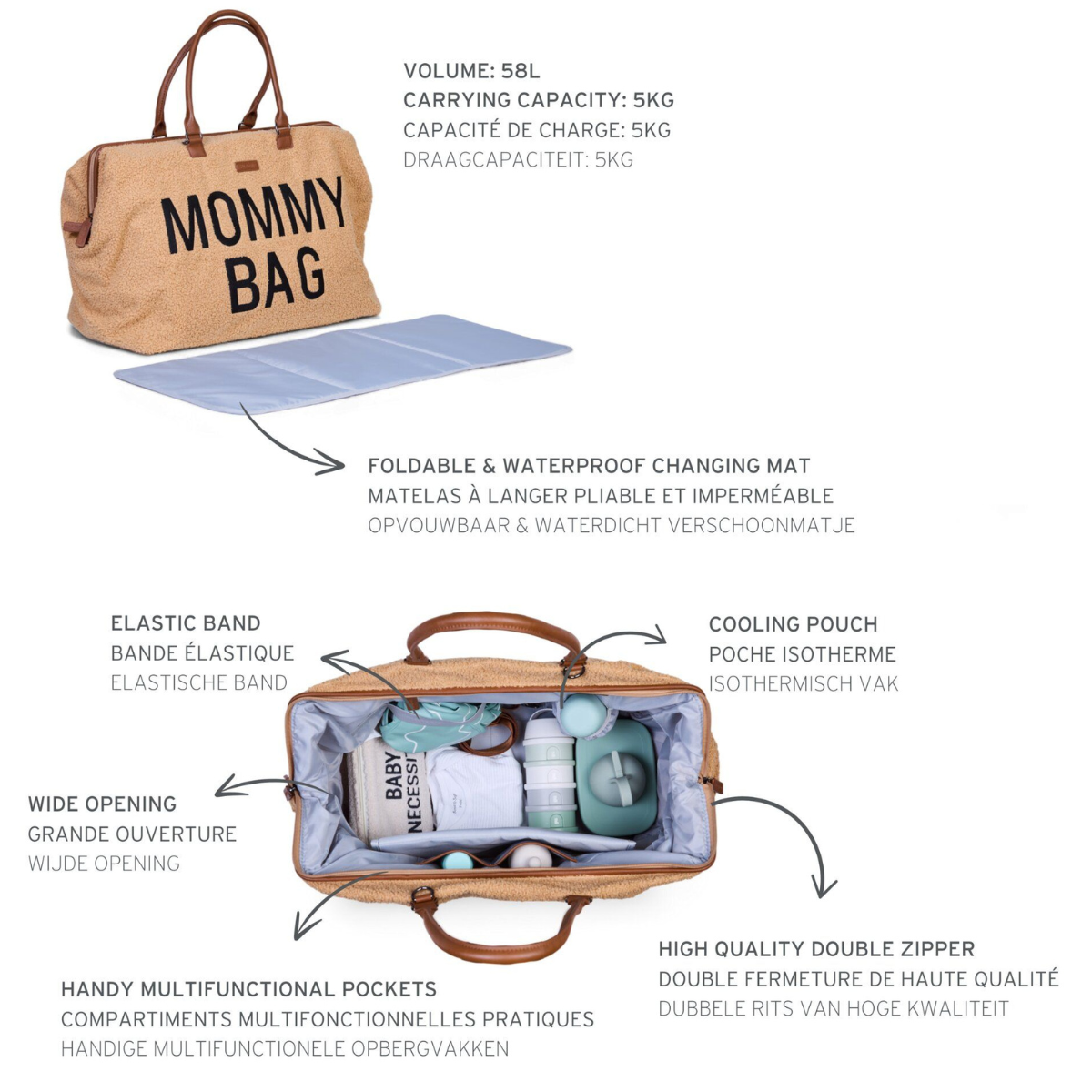 Mommy Bag® grand sac à langer - Teddy - Beige